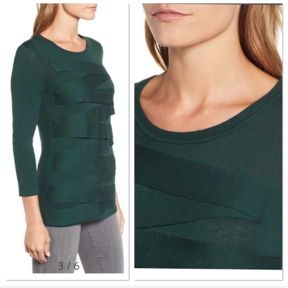 Vince Camuto hunter green fitted sweater M - Picture 8 of 8